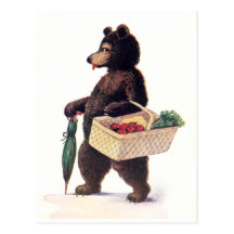 Teddybär geht zu vermarkten postkarte