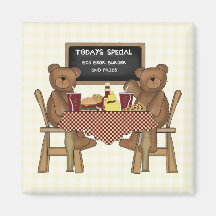 Teddybären heraus zum Mittagessen Kühlschrankmagnet