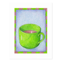 Tee in der grünen Postkarte