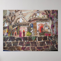 Temples derrière le mur posters
