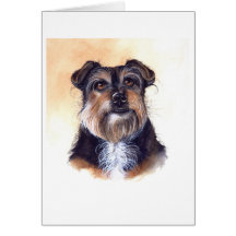 Terrier gemalt in der Wasserfarbe Grußkarten