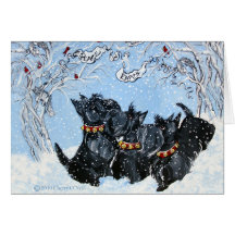 Terriers écossais dans la neige ! cartes de vœux