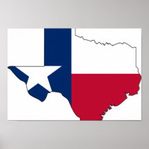 Texas-Flaggen-Karte Posterdruck