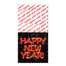 Texte rouge vitreux de bonne année cartes avec photo