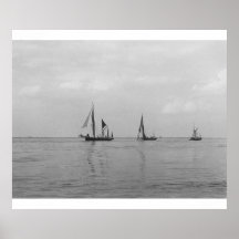 Themse-Lastkahn-Rennen 1975, im offenen Wasser Poster