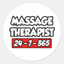 Thérapeute de massage 24-7-365 autocollant rond