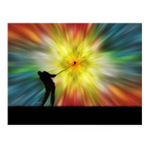 Tie Dye Silhouette Golfer postkarten
