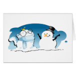 Tigre de neige et homme de neige carte de vœux