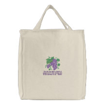 Toile Fourre-tout avec des raisins brodés Sacs