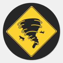 Tornade de signe de route adhésif rond
