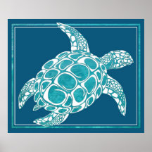 Tortue de mer d'Aqua Posters