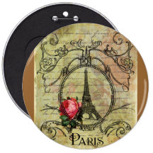 Tour Eiffel et rose rouge Steampunk de Paris Pin's Avec Agrafe