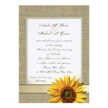 Tournesol et toile de jute de pays invitations personnalisables