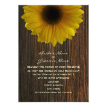 Tournesol jaune et mariage de automne de Barnwood Carton D'invitation