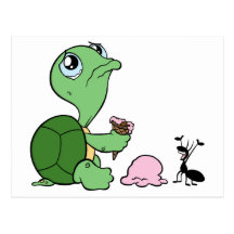 Traurige Schildkröte-glückliche Ameise Postkarte