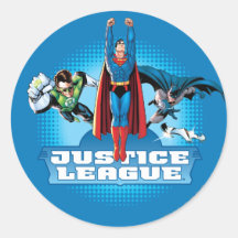 Trio de puissance de ligue de justice autocollants ronds