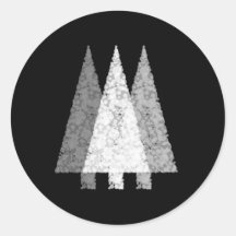 Trois arbres de fête. Blanc sur le noir Adhésifs Ronds