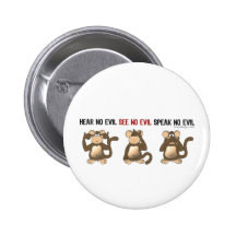 Trois boutons sages de singes badges