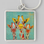 Trois girafes jetantes un coup d'oeil Keychain porte-clés