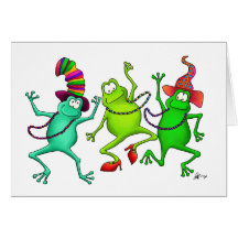 Trois grenouilles de danse carte de vœux