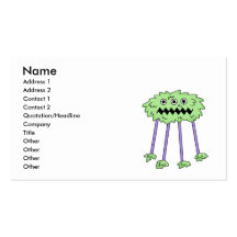 trois ont observé le monstre velu vert idiot modèle de carte de visite