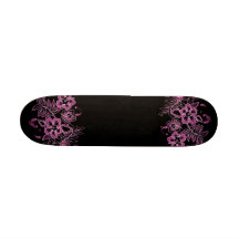 Tropisches Blumen-Muster-Rosa u. Schwarzes Skateboard Deck