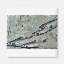 Truite de rivière (Ayu) par Andō, Hiroshige Ukiyo- Aimants Pour Réfrigérateur