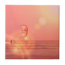 Tuile de coucher du soleil de Kiteboarding Carreaux