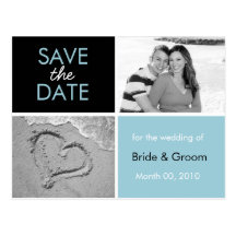 Türkis-und Schwarz-Save the Date Foto-Postkarten