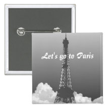 Turm Paris Eiffel schwimmt in Wolken-Knopf-Abzeich Anstecknadel