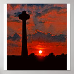 Turm-Sonnenuntergang-Plakat/Druck