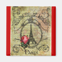 Turm u. Rote Rose Steampunk Paris Eiffel Kühlschrankmagnet