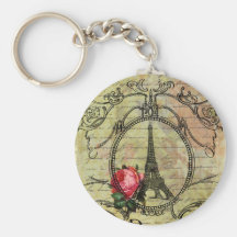 Turm u. Rote Rose Steampunk Paris Eiffel Schlüsselanhänger