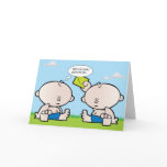 Twin boy babies greeting card