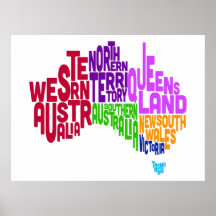 Typografische Textabbildung Australiens Plakatdruck