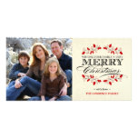 Typographie élégante Photocards de Noël de houx Cartes Avec Photo