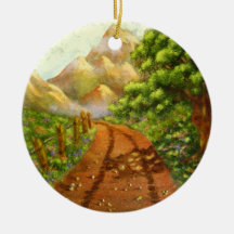 Um die Biegung: Ursprüngliche Acrylnatur-Malerei Weihnachtsornament