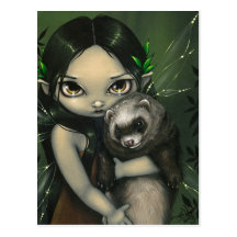"Un furet et sa" carte postale féerique