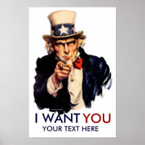 Uncle Sam "Ich will Sie" personalisiertes Plakat