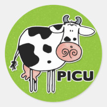 vache à picu autocollants ronds