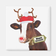 Vache à renne de Joyeux Noël de Mooey Magnets Pour Réfrigérateur
