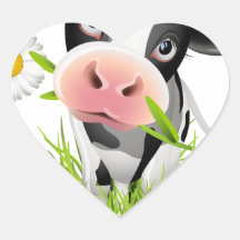 Vache du Holstein dans l'herbe Autocollants En Cœur
