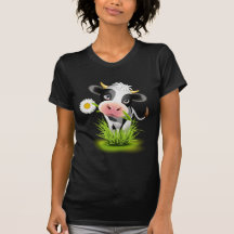 Vache du Holstein dans l'herbe T-shirts