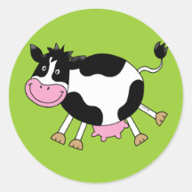 Vache mignonne à bande dessinée adhésifs ronds