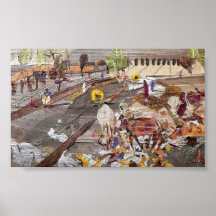 Vaches à séjour à la recherche de nourriture posters