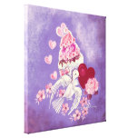 Valentine-kleiner Kuchen mit Liebe-Taube u. Herzen Galerie Gefaltete Leinwand
