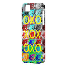 Valentines jaunes OXOXs/arrière - plan coeurs de C Étuis iPhone 5