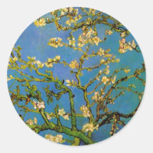 Van Gogh ; Arbre d'amande de floraison, fleurs vin Adhésif Rond