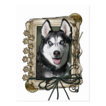 Vatertag - Steintatzen - sibirischer Husky Postkarte