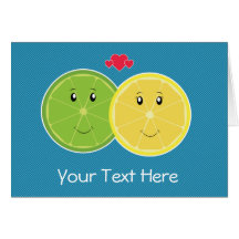 Vecteur de Kawaii d'amour de citron et de chaux Carte